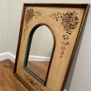 Decorative Arched Mirror Floral Wooden Frame Handmade